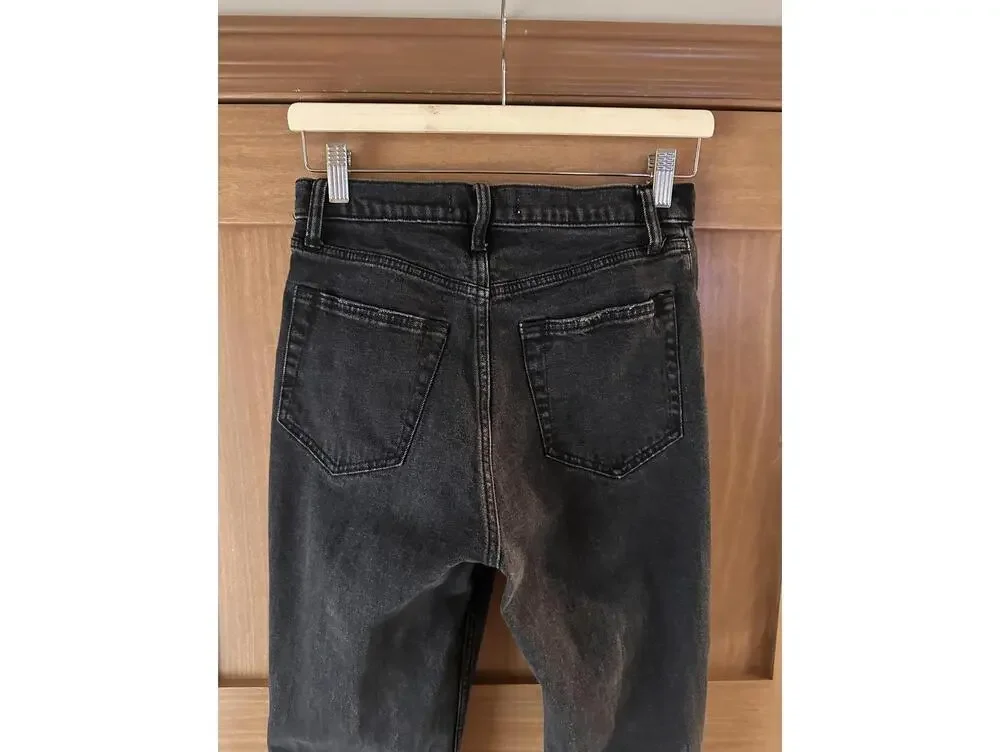 Abercrombie & Fitch Ankle Straight Ultra High Rise Curve Jeans Black Women 27/4R - Picture 6 of 14
